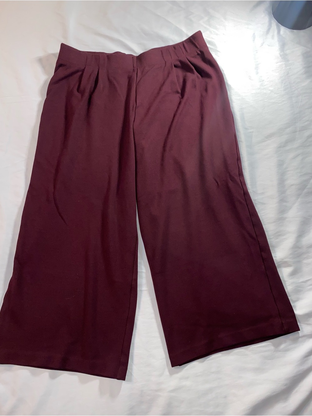 J Jill Ponte Plum Burgundy Pull-On  Full-Leg Cropped Pants Size Medium Stretch